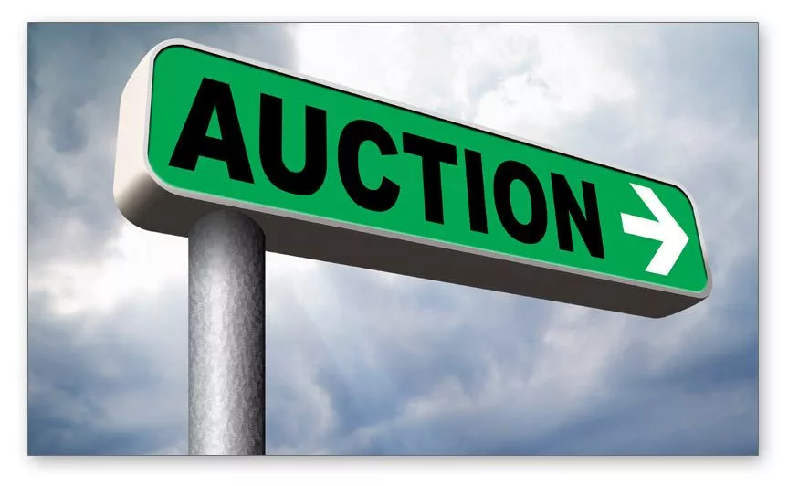 Auction sign.