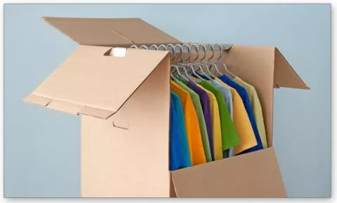 wardrobe box with metal hanger